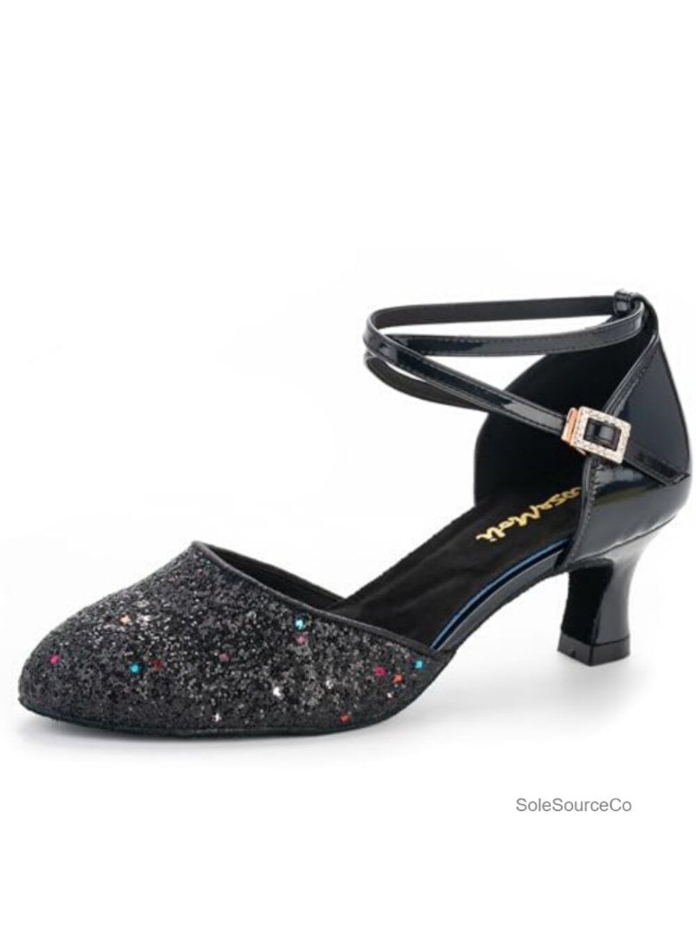 RoseMoli Glitter Dance Shoes Low Heel Suede Sole Salsa Ballroom Latin Pumps
